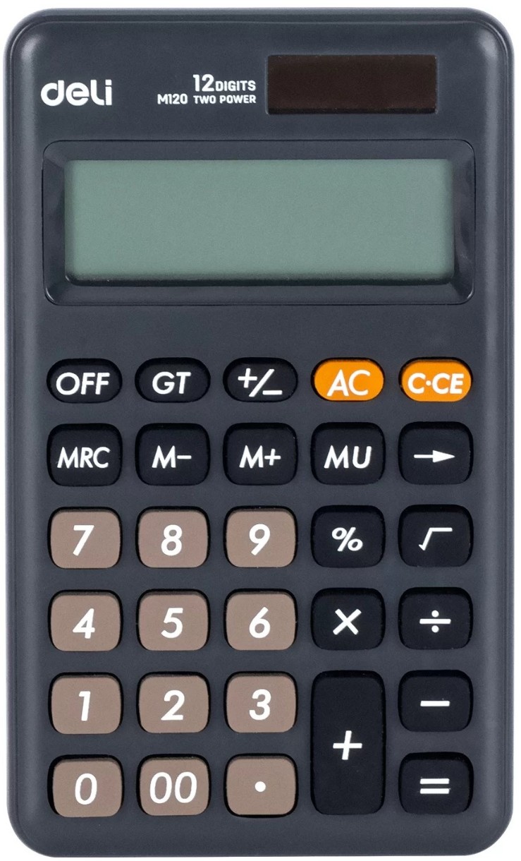 Calculator de birou Deli EM120 Dark Grey