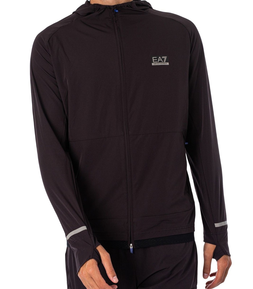 Hanorac pentru bărbați Emporio Armani EA7 Technical FZ Run Top Men Jacket Black, s.XL