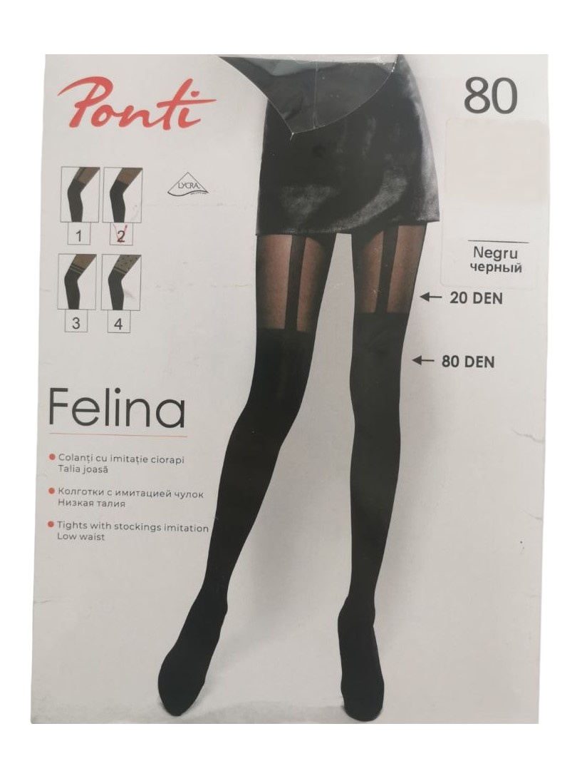 Colanți pentru dame Ponti Felina 02 Black, s.4-L 80 Den