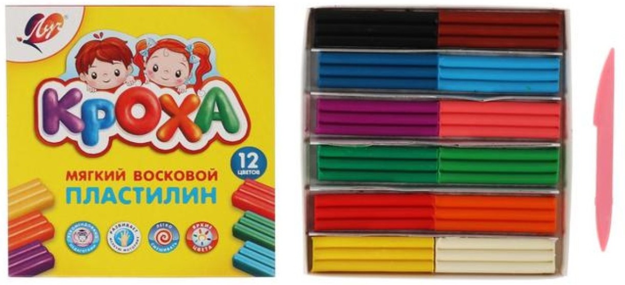 Пластилин Луч Кроха 12 Цветов