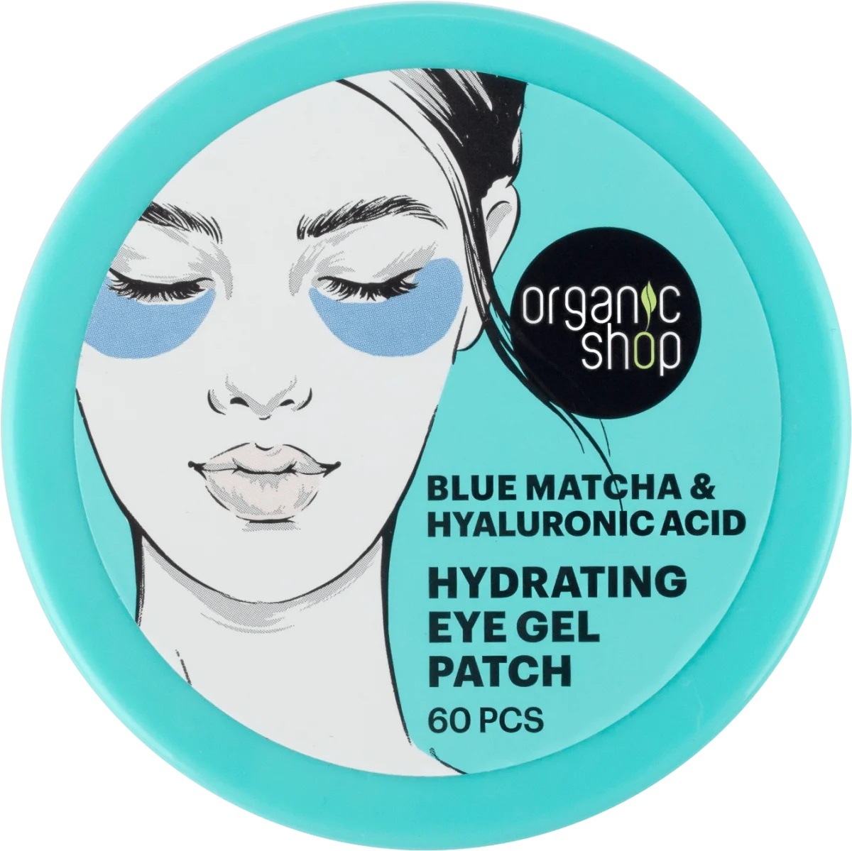 Patch pentru ochi Organic Shop Hydrating Blue Matcha & Hyaluronic Acid 60pcs