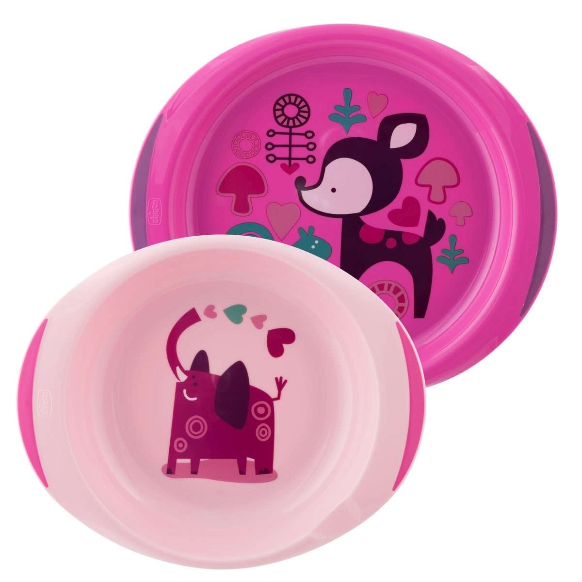Set farfurii Chicco Easy Feeding 12m+ Pink