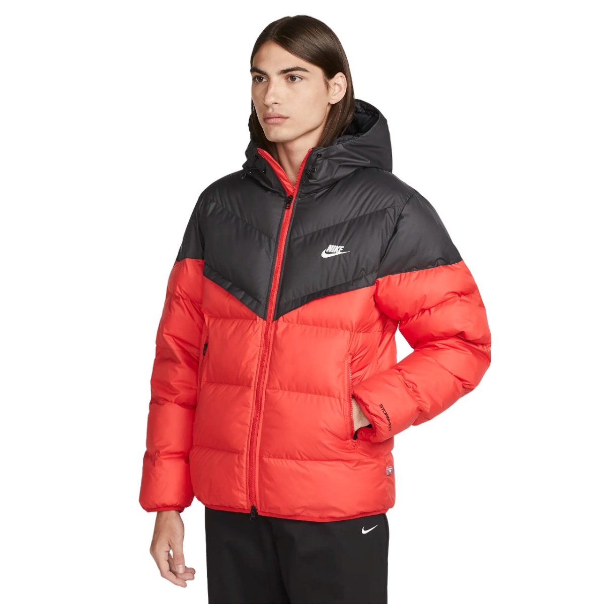 Geacă pentru bărbați Nike M Windrunner PrimaLoft Storm-Fit Hooded Puffer Jacket Black/University Red/Sail, s.S