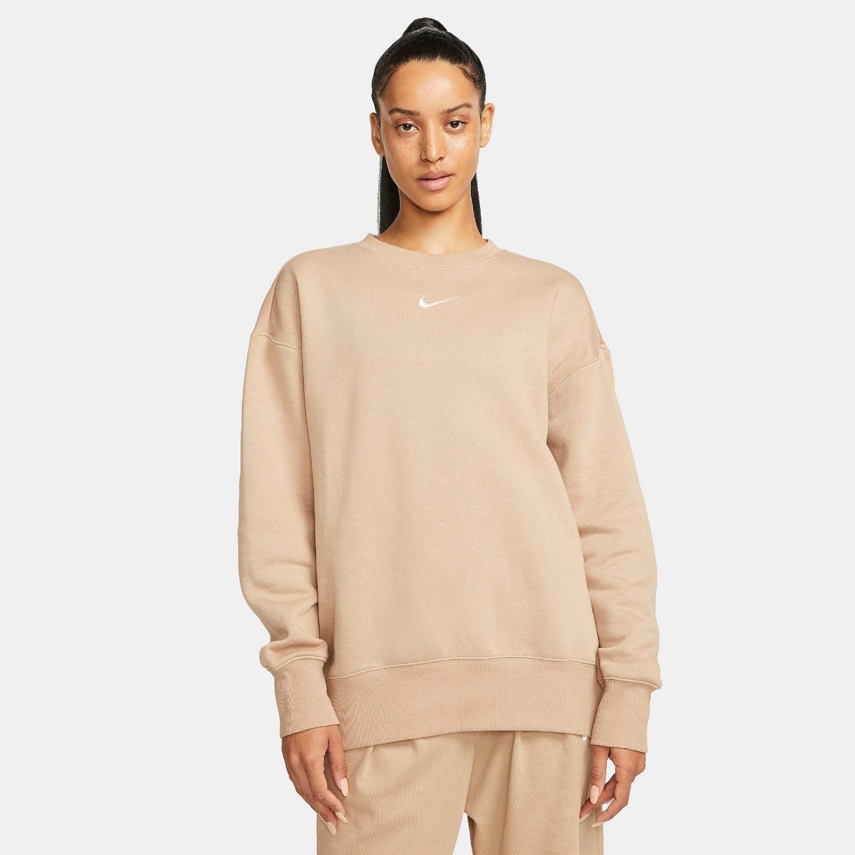 Женская толстовка Nike W Nsw Style Flc Crew Os Hemp/Sail, s.XL