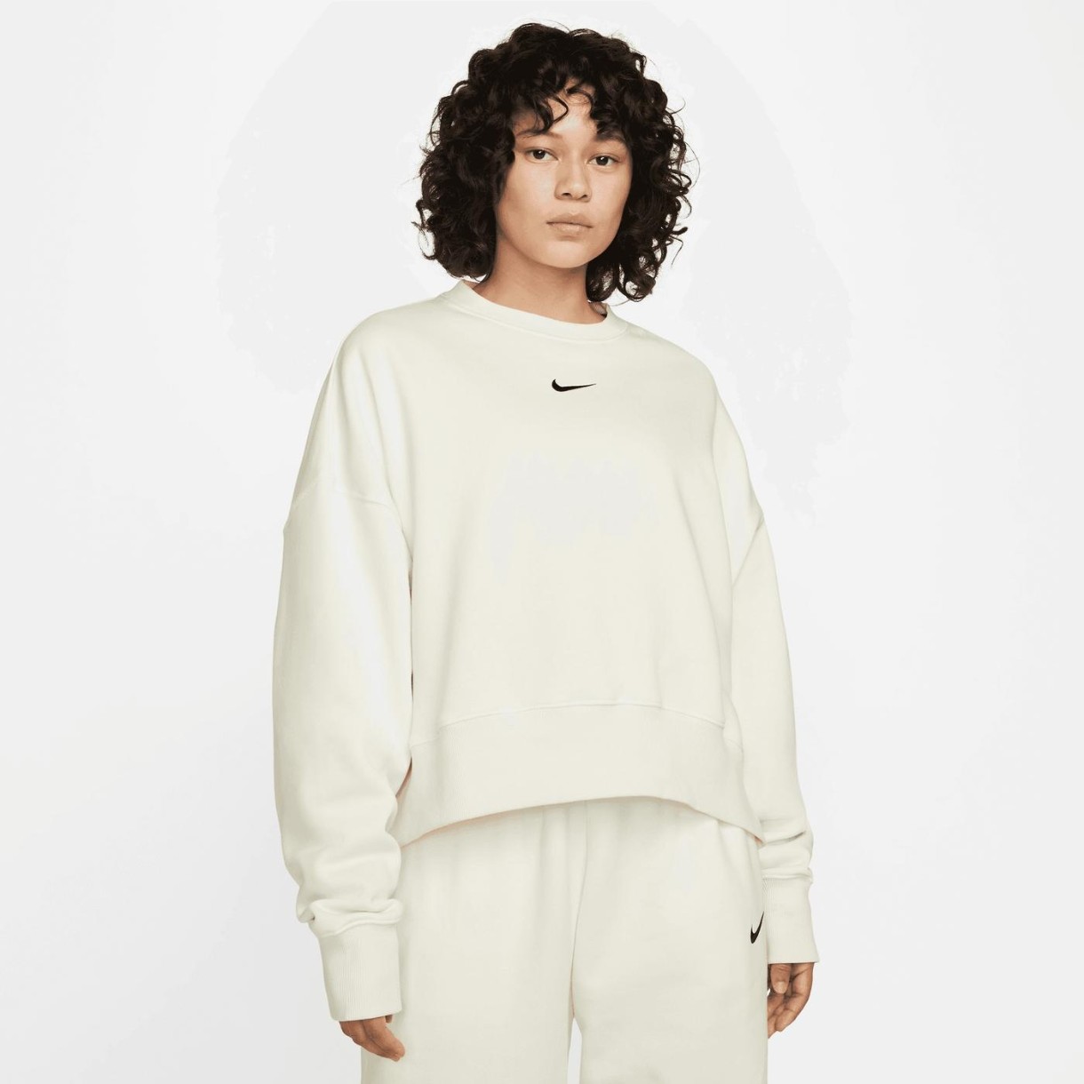 Hanorac damă Nike W Nsw Style Flc Crew Oos Sail/Black, s.XL