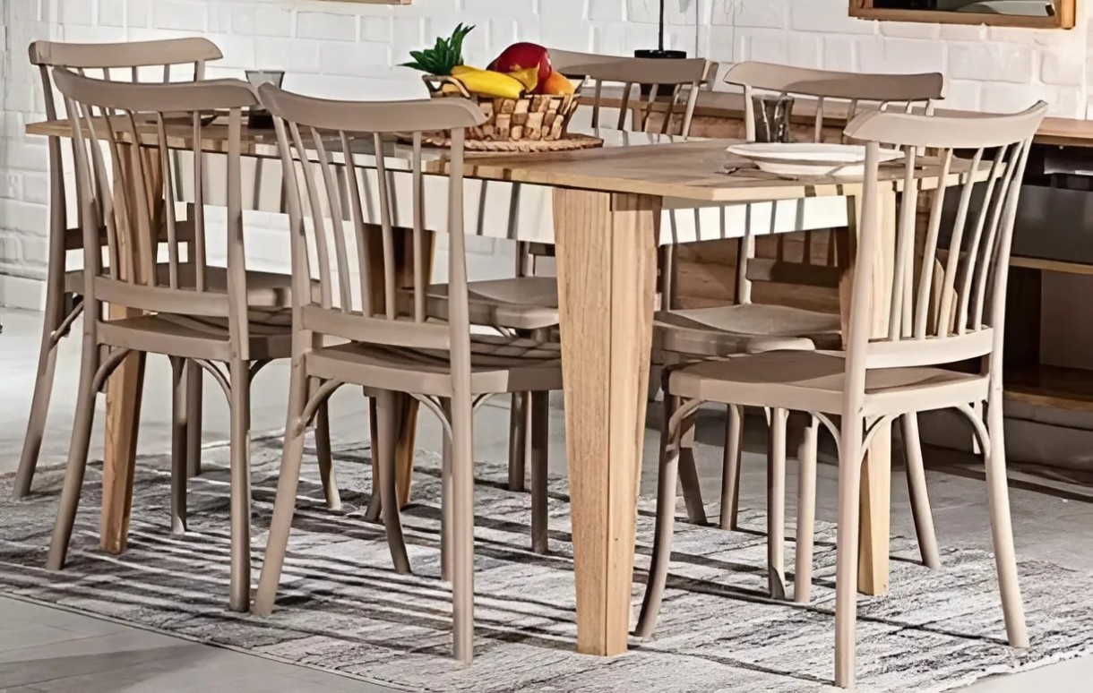 Set masă și scaune Moda Life Tivoli 175x76x80cm + 6 Chair Violet Capucino