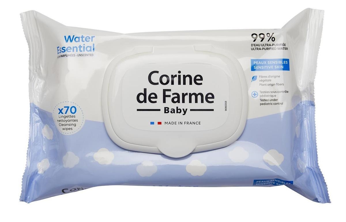 Детские влажные салфетки Corine de Farme Water Essential Wipes 70pcs