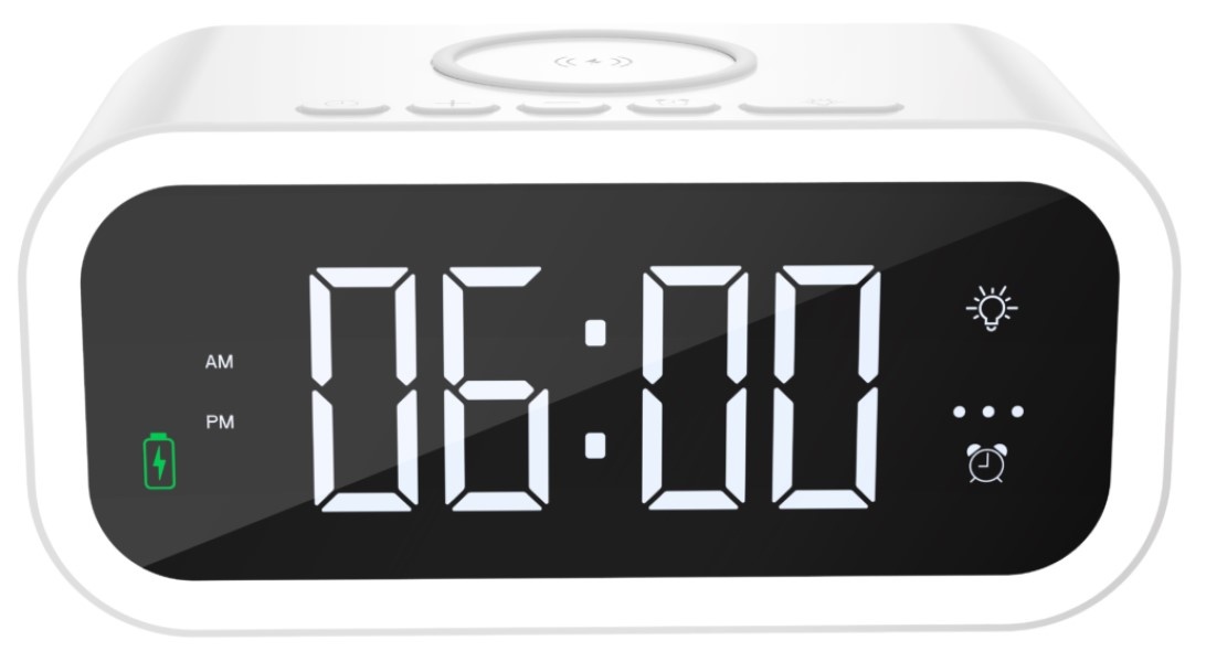 Сeas cu alarmă WiWU Wi-W015 2 in 1 Wireless Charger/Alarm White