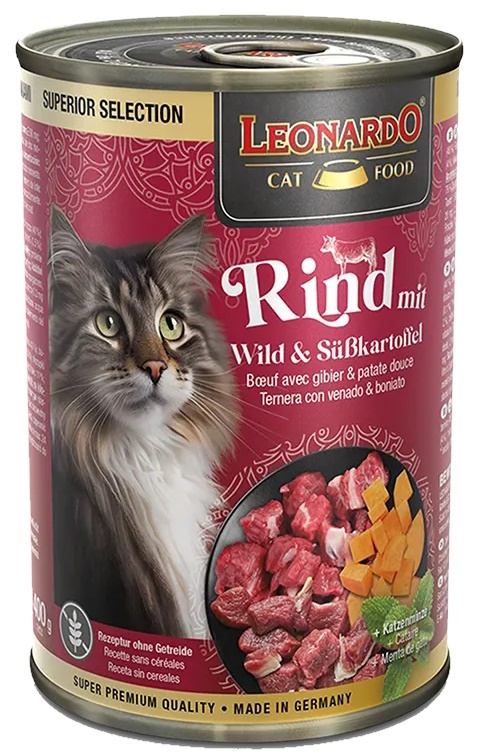 Hrană umedă pentru pisici Leonardo Beef & Venison & Potato 400g