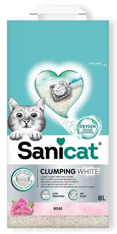 Asternut igienic pentru pisici Sanicat Clumping White Rose 8L