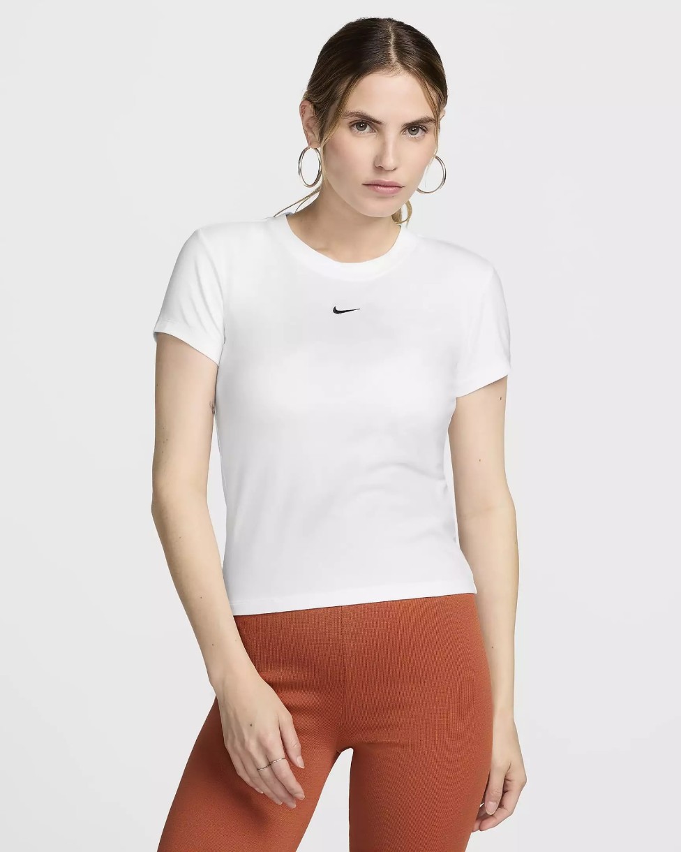 Tricou de dame Nike W Nsw Nk Chll Knt Md Crp White/Black, s.S