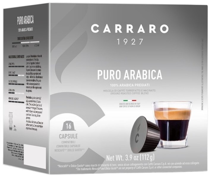 Capsule pentru aparatele de cafea Carraro Puro Arabica Compatible Nespresso 16caps