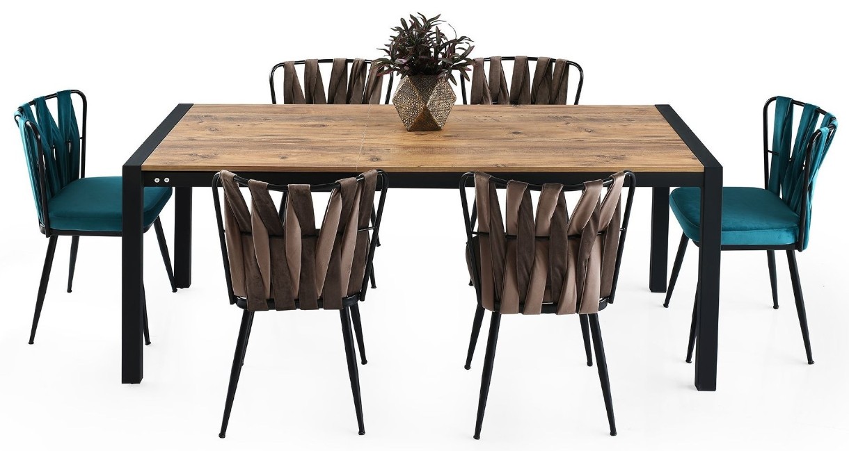Обеденный стол Necoline Silva Atlantic Pine/Black