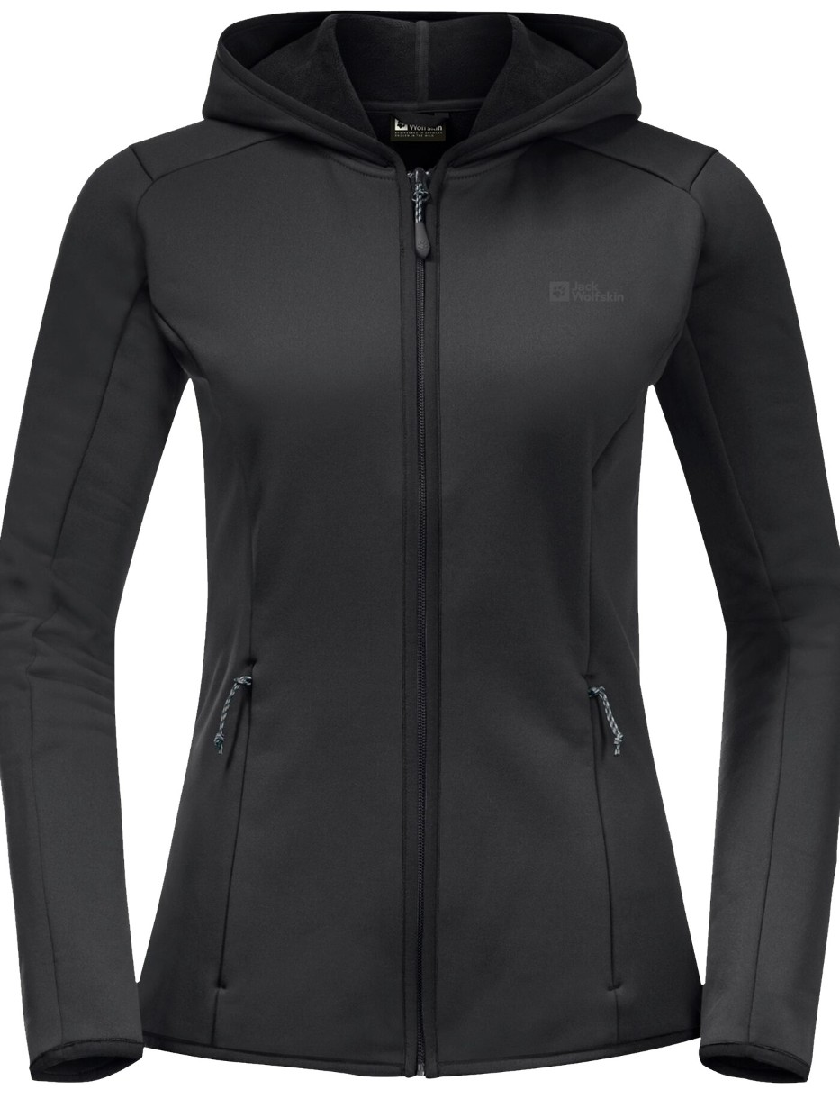 Женская толстовка Jack Wolfskin Baiselberg Hooded Fz W Black, s.M