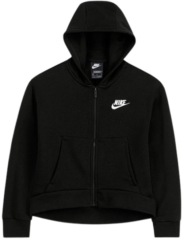 Hanorac pentru copii Nike G Nsw Club Flc Fz Hoodie Lbr Black/White, s.XL