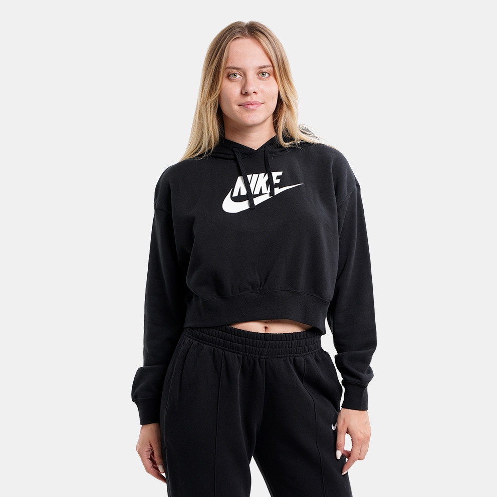 Hanorac damă Nike W Nsw Club Flc Gx Crop Hdy Black/White, s.XL