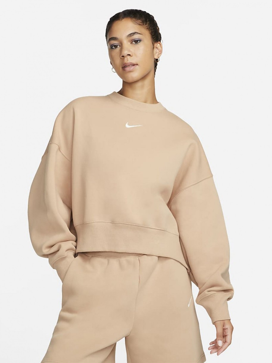 Hanorac damă Nike W Nsw Style Flc Crew Oos Beige/Cream, s.XL