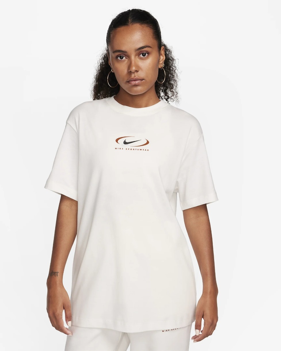 Женская футболка Nike W Nsw Tee Bf Prnt Swsh Sail, s.XS