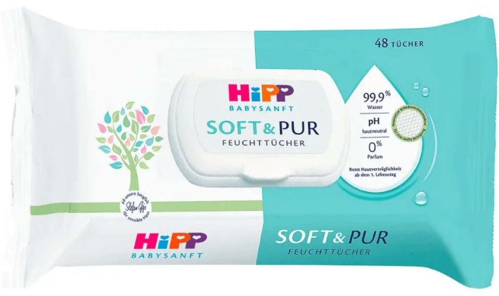 Детские влажные салфетки HiPP Soft & Pure 48pcs