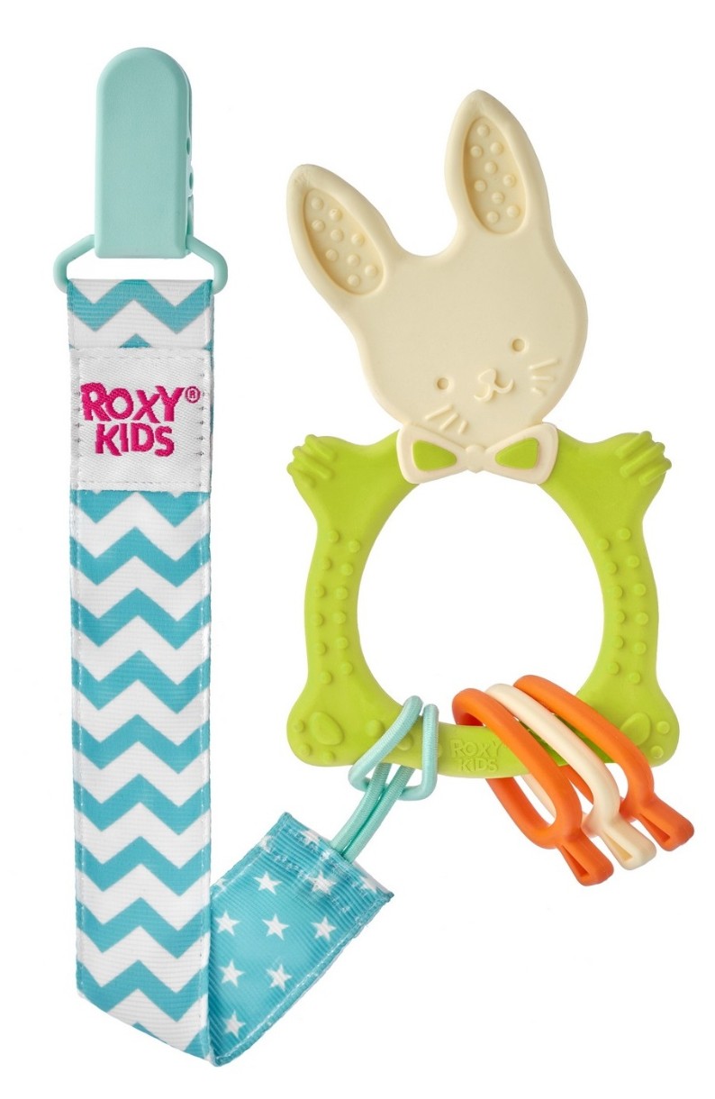 Inel gingival Roxy Kids Bunny with Clip Green (RBT-001GNSC)