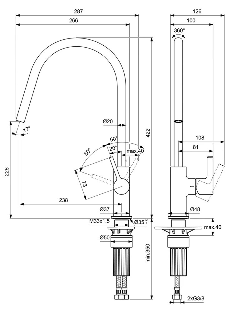 Смеситель для кухни Ideal Standard Gusto 360 BD408AA