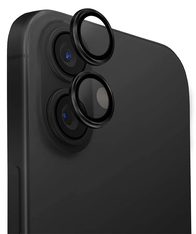 Sticlă de protecție pentru smartphone Uniq Optix Aluminium Camera Lens Protector for iPhone 16/16 Plus Black