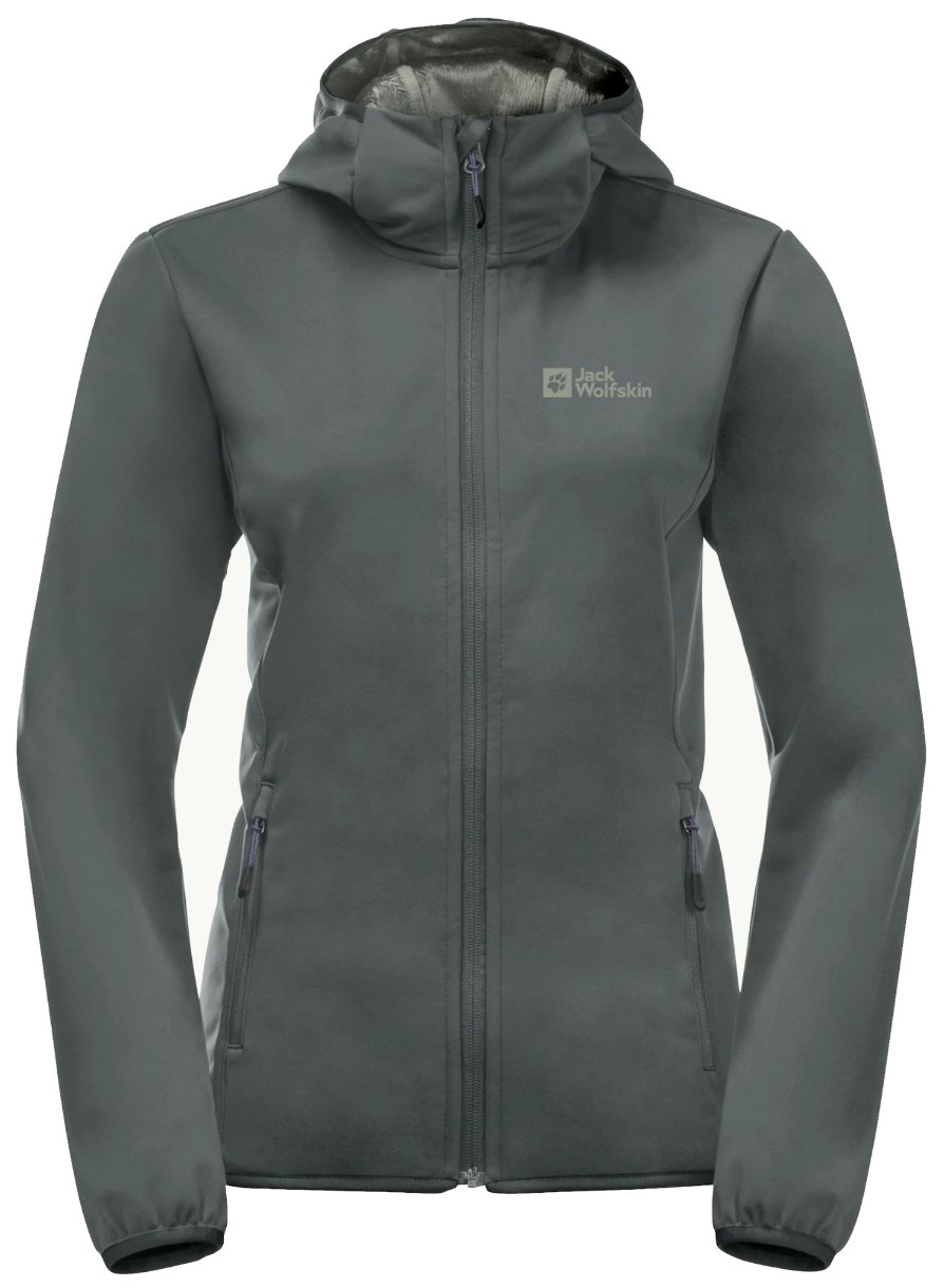 Jachetă de damă Jack Wolfskin Windhain Hoody W Slate Green, s.L
