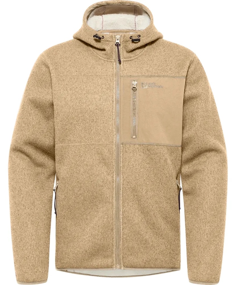 Hanorac pentru bărbați Jack Wolfskin Kaminfeuer Hooded Jkt M Anis, s.M