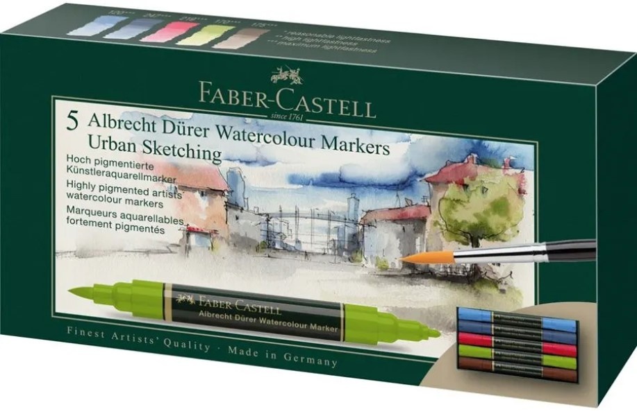 Маркеры Faber-Castell Albrecht Dürer Watercolour Markers Urban Sketching 5pcs