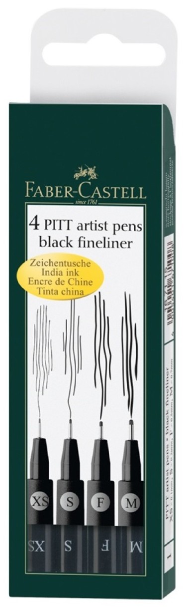 Pix liner Faber-Castell Pitt Artist Pens Black Fineliner Set 4pcs