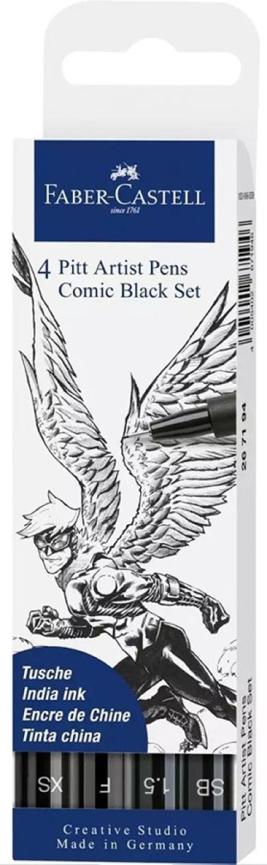 Ручка-лайнер Faber-Castell Pitt Artist Pens Comic Black Set 4pcs