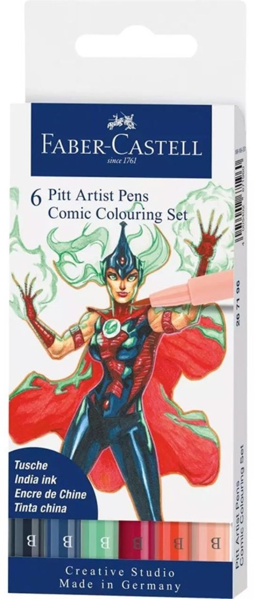 Ручка-лайнер Faber-Castell Pitt Artist Pens Comic Colouring Set 6pcs