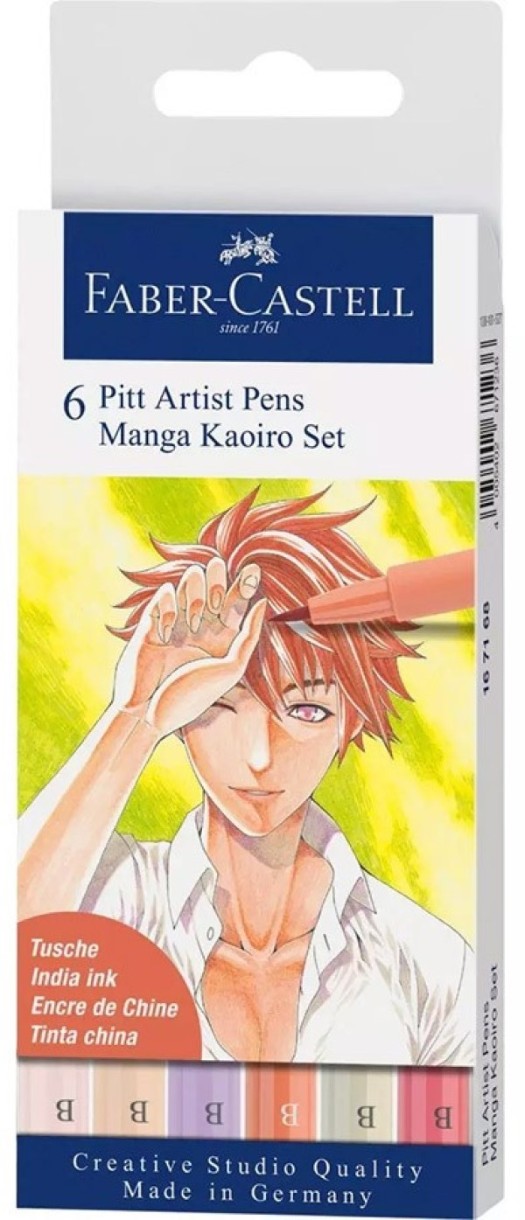 Pix liner Faber-Castell Pitt Artist Pens Manga Kaoiro Brush Set 6pcs
