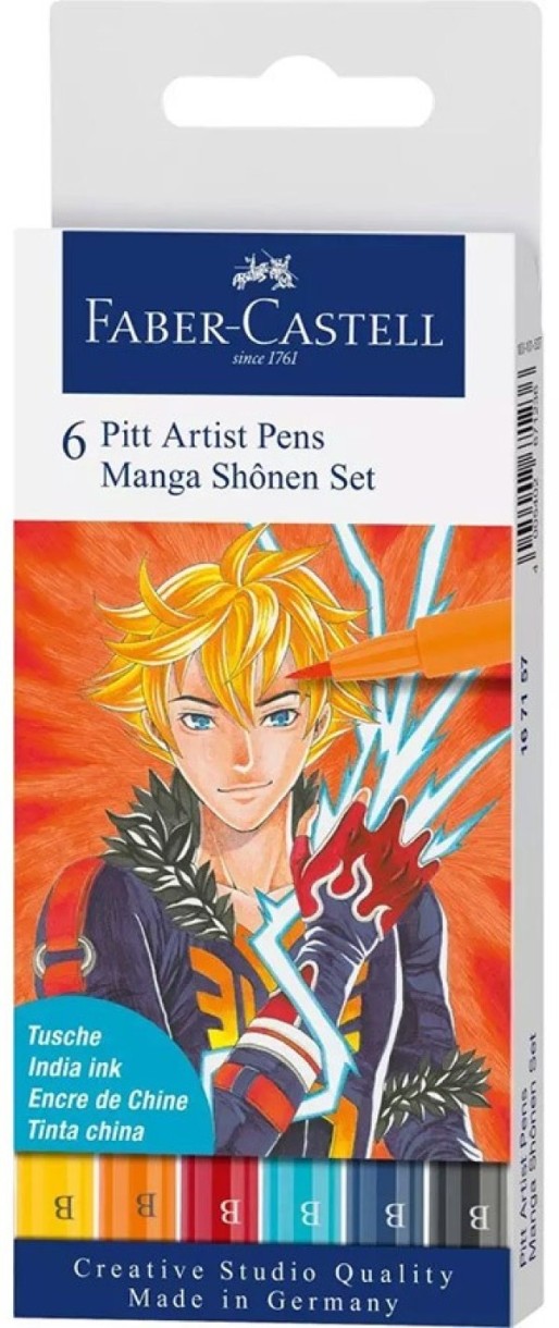 Ручка-лайнер Faber-Castell Pitt Artist Pens Manga Shônen Brush Set 6pcs