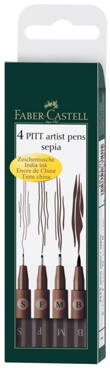 Pix liner Faber-Castell Pitt Artist Pens Sepia Set 4pcs