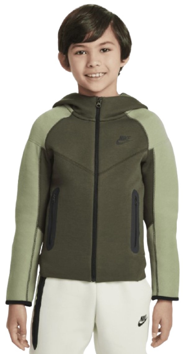 Hanorac pentru copii Nike B Nsw Tech Flc Fz Cargo Khaki/Oil Green/Black, s.M