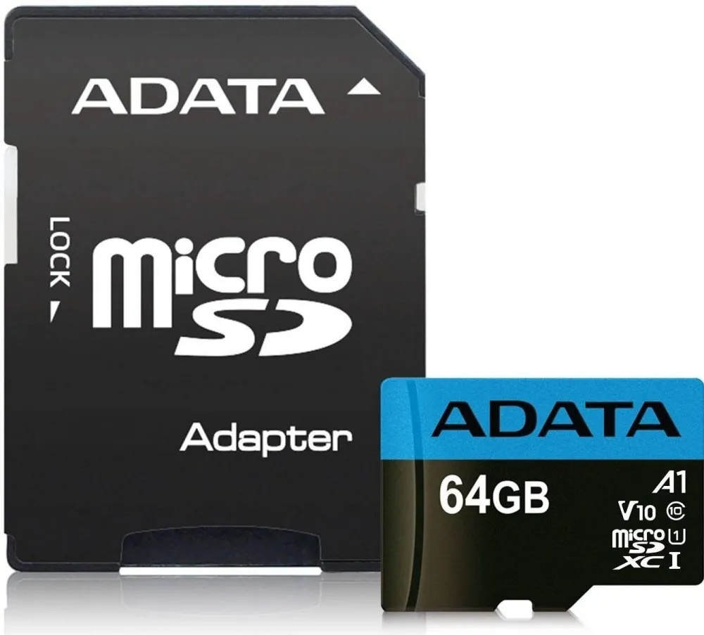 Карта памяти Adata microSD 64Gb + SD adapter (AUSDX64GUICL10A1-RA1)