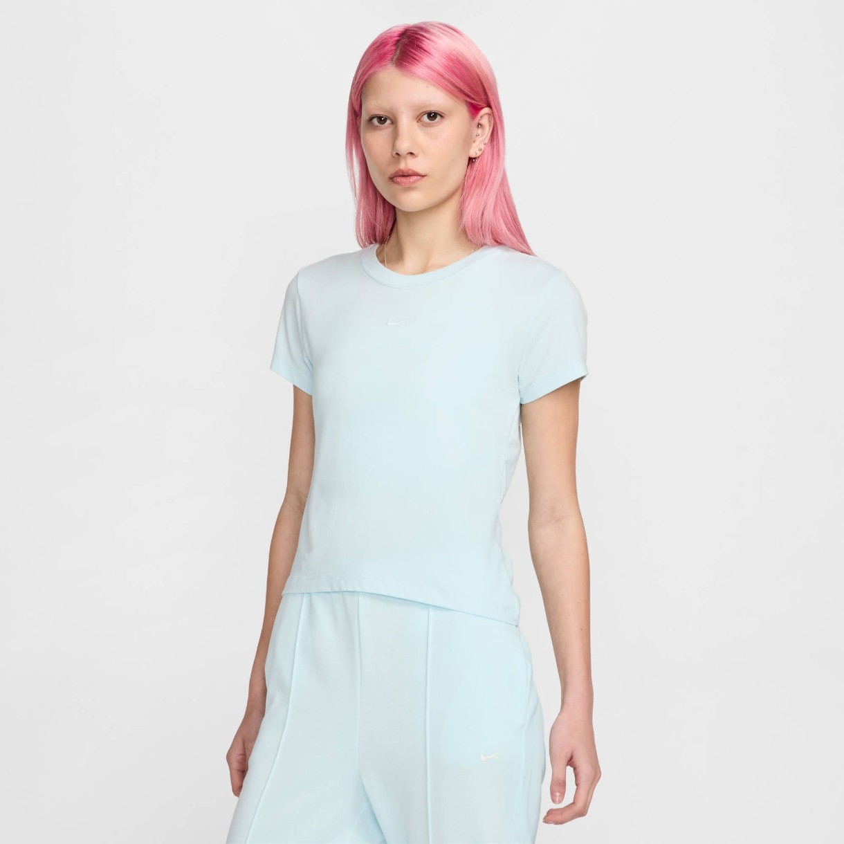 Tricou de dame Nike W Nsw Nk Chll Knt Md Crp Glacier Blue, s.XS