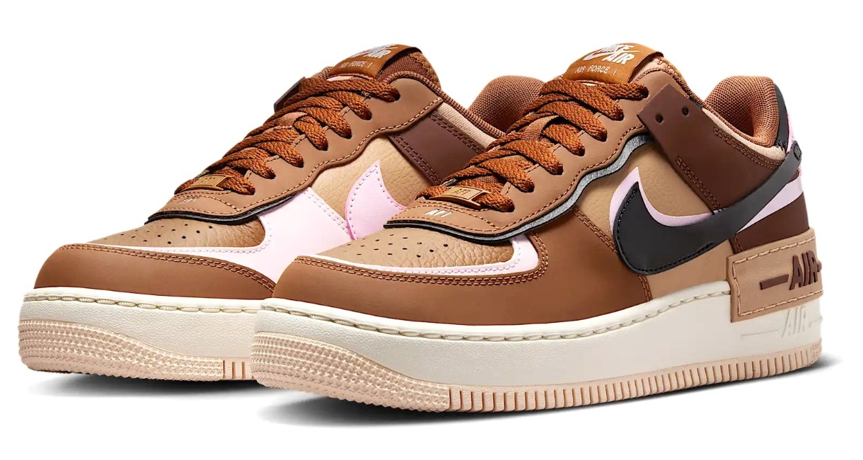 Кеды женские Nike W Af1 Shadow Light British Tan/Pink Foam/Hemp/Black, s.40