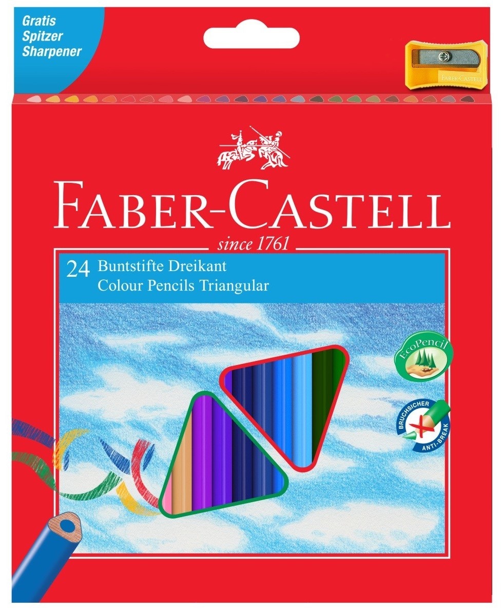 Creioane colorate Faber-Castell Triangular Junior Colour Pencils 24pcs