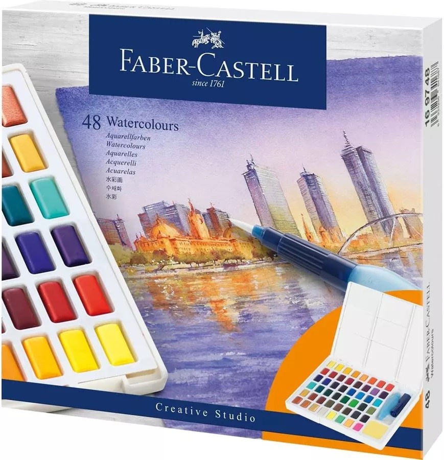 Vopsele de artă Faber-Castell Watercolours 48 Colours