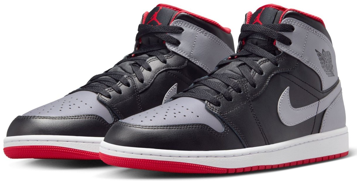 Ботинки мужские Nike Air Jordan 1 Mid Black/Cement Grey/Fire Red/White, s.46