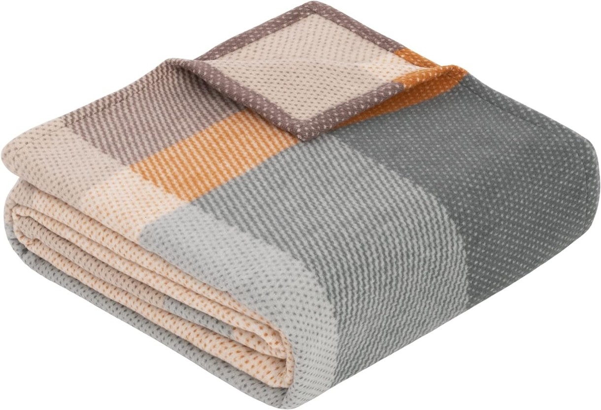 Плед IBENA Jacquard  Baumwolldecke Zelino mith GOTS Zertifikat Grey 140x200