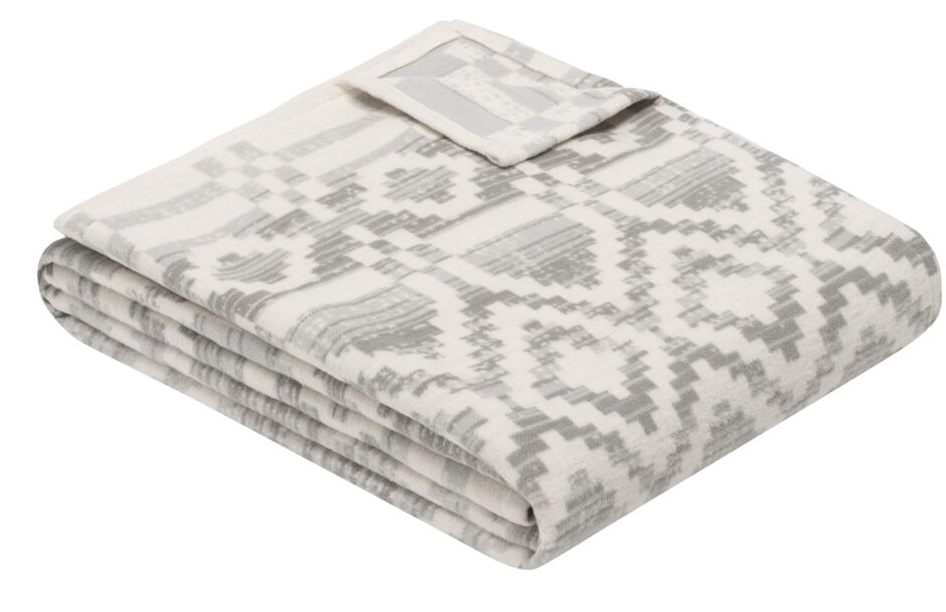 Плед IBENA Jacquard Baumwolldecke Amora mith GOTS Zertifikat 140x200cm Grey/White