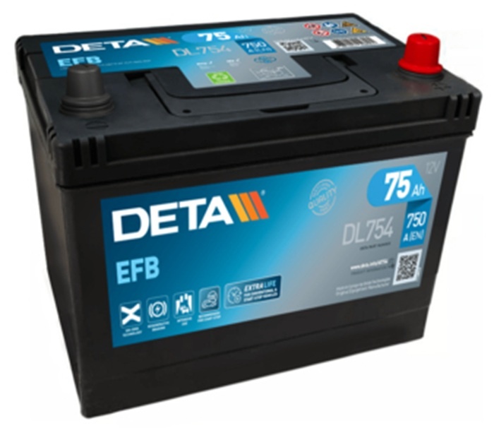 Автомобильный аккумулятор Deta DL754 Micro-Hybrid EFB