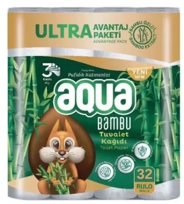 Hârtie igienica Aqua Bamboo 3 plies 32 rolls