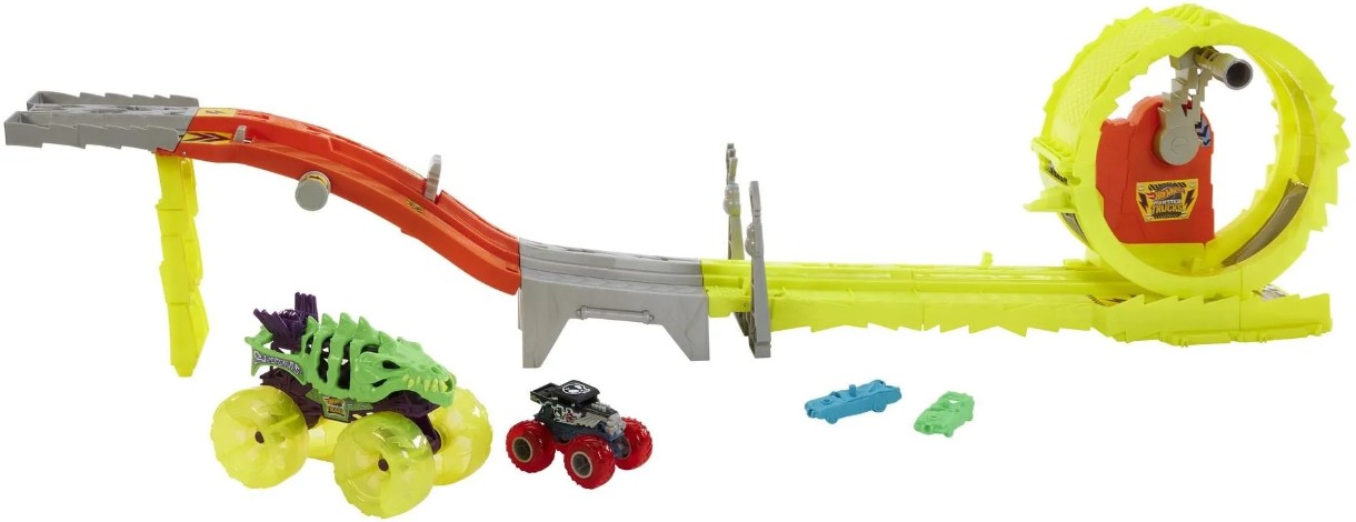 Set jucării transport Hot Wheels Monster Trucks Charge & Chase Challenge (HXT05)