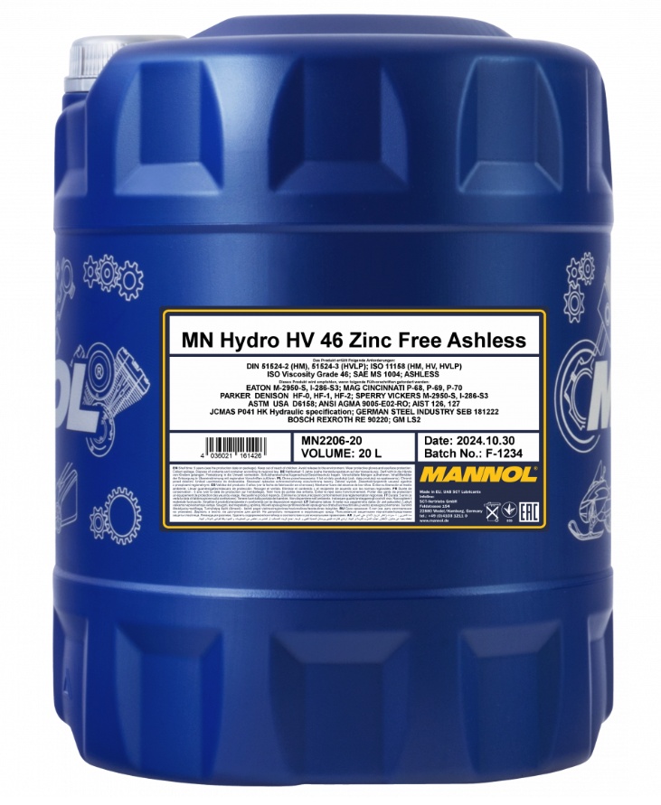 Ulei hidraulic Mannol Hydro HV 46 ISO 46 Zinc Free 2206 20L