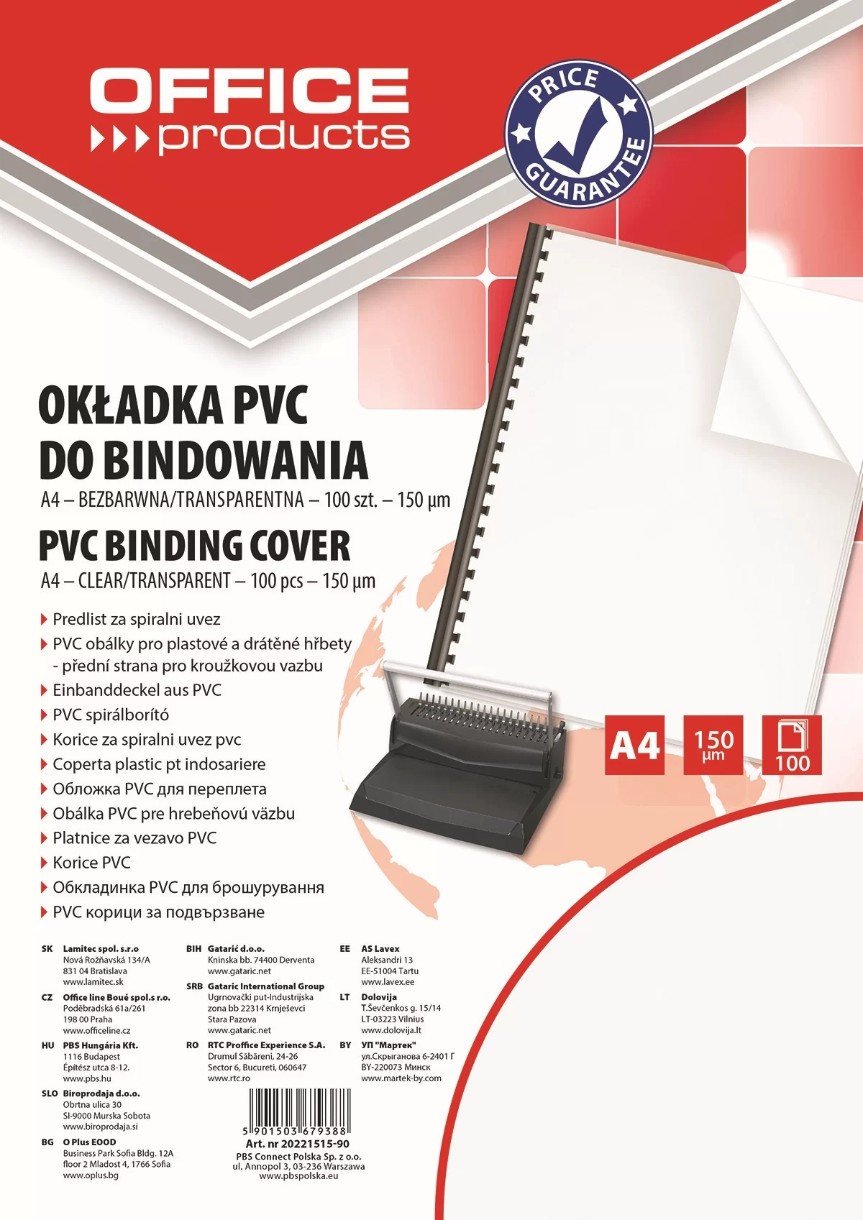 Coperta pentru legarea Office A4/100p 20221515-90 Transparent