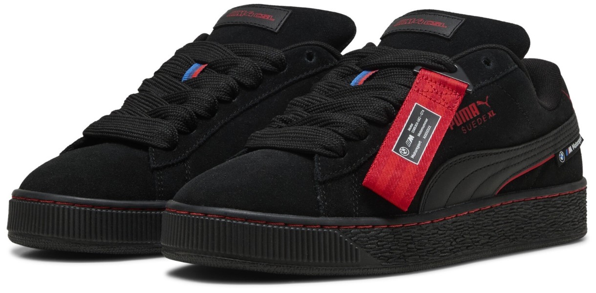 Ghete pentru bărbați Puma Bmw Mms Suede Xl Puma Black/Pop Red, s.44.5